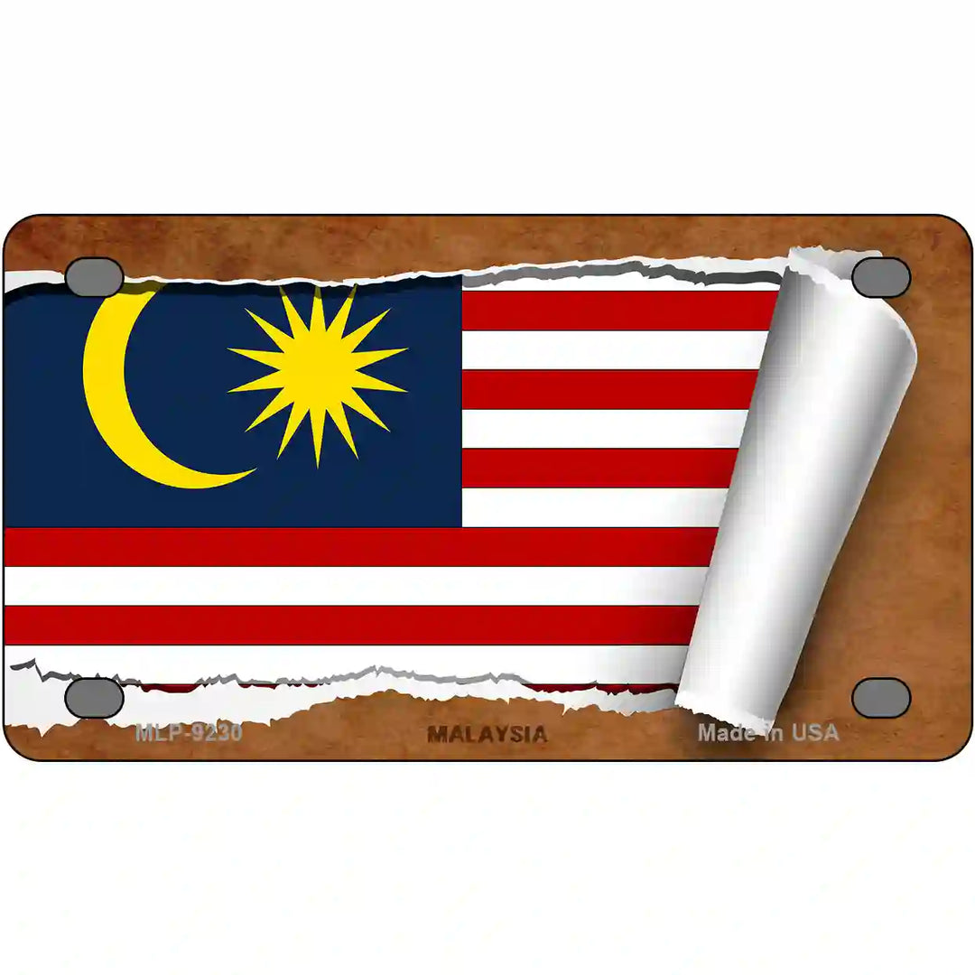Malaysia Flag Scroll Metal Novelty License Plate 4" x 2.2" (MLP)