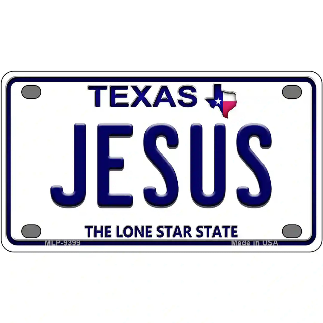 Jesus Texas Novelty Metal License Plate 4" x 2.2" (MLP)