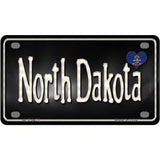 North Dakota Flag Script Metal Novelty License Plate 4" x 2.2" (MLP)