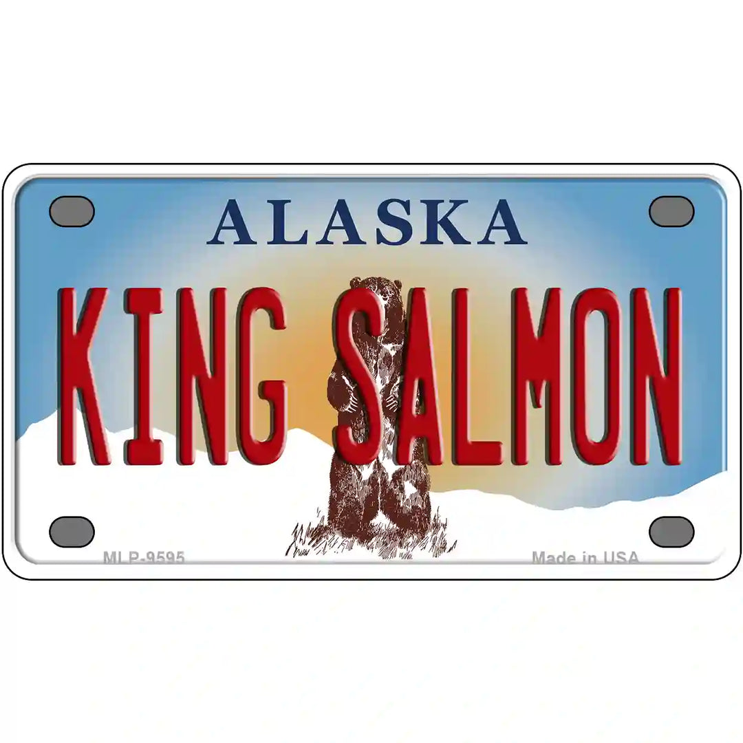 King Salmon Alaska State Novelty Metal License Plate 4" x 2.2" (MLP)
