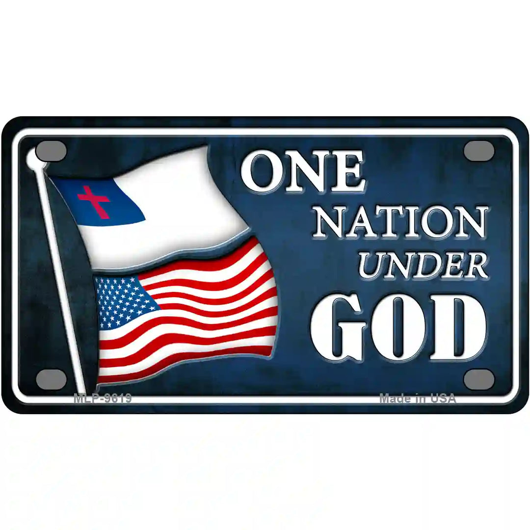 One Nation Under God Novelty Metal License Plate 4" x 2.2" (MLP)