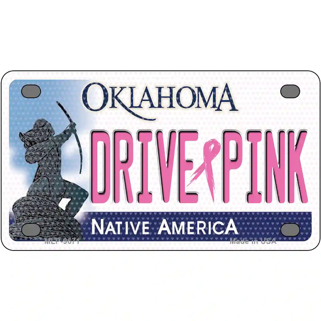 Drive Pink Oklahoma Novelty Metal License Plate 4" x 2.2" (MLP)