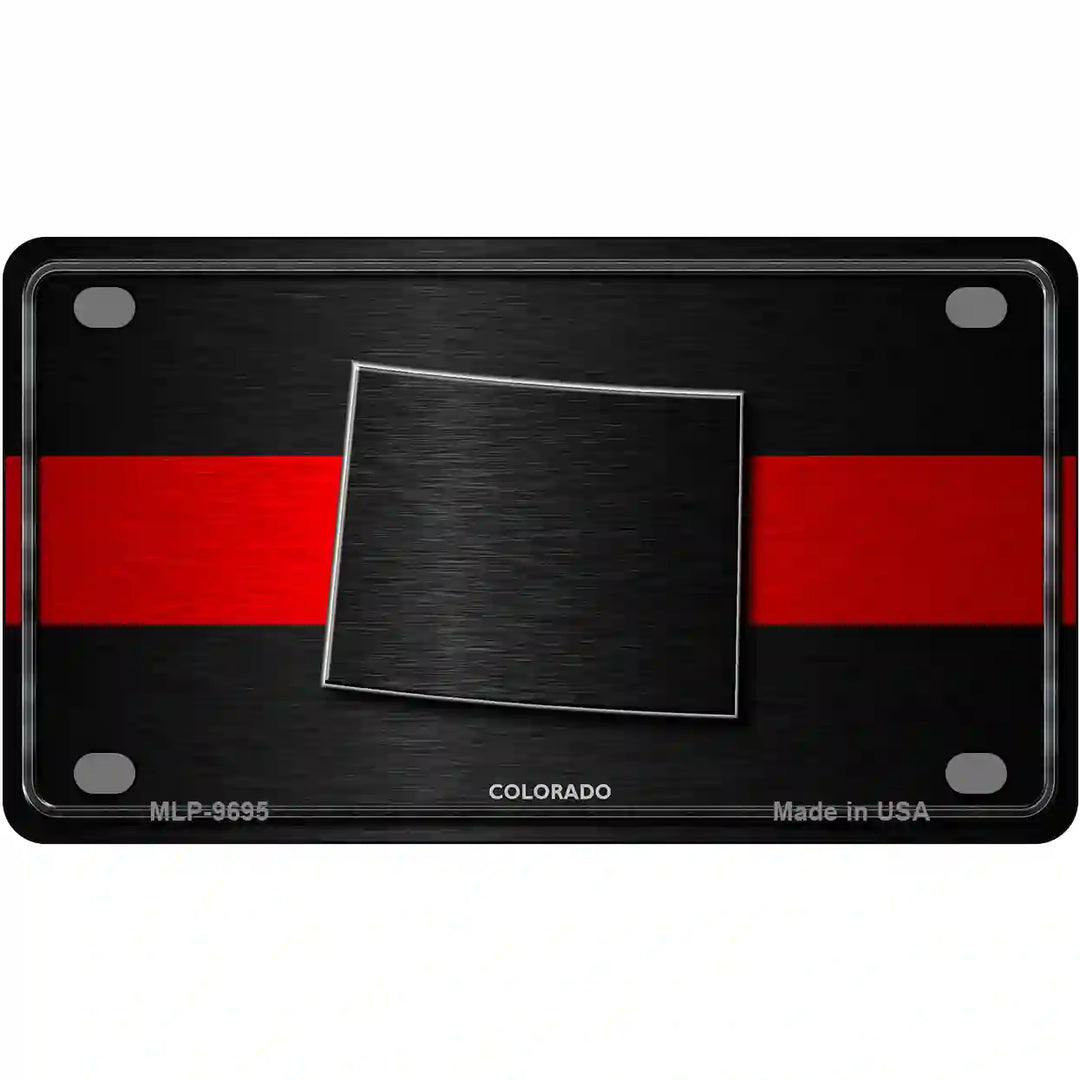 Colorado Thin Red Line Metal Novelty License Plate 4" x 2.2" (MLP)