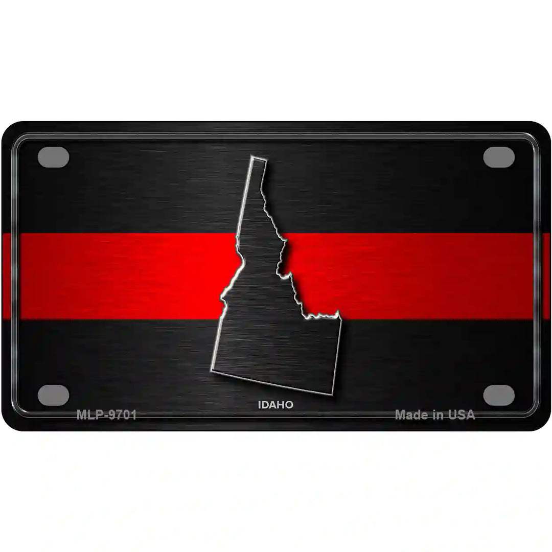 Idaho Thin Red Line Metal Novelty License Plate 4" x 2.2" (MLP)
