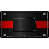Kansas Thin Red Line Metal Novelty License Plate 4" x 2.2" (MLP)
