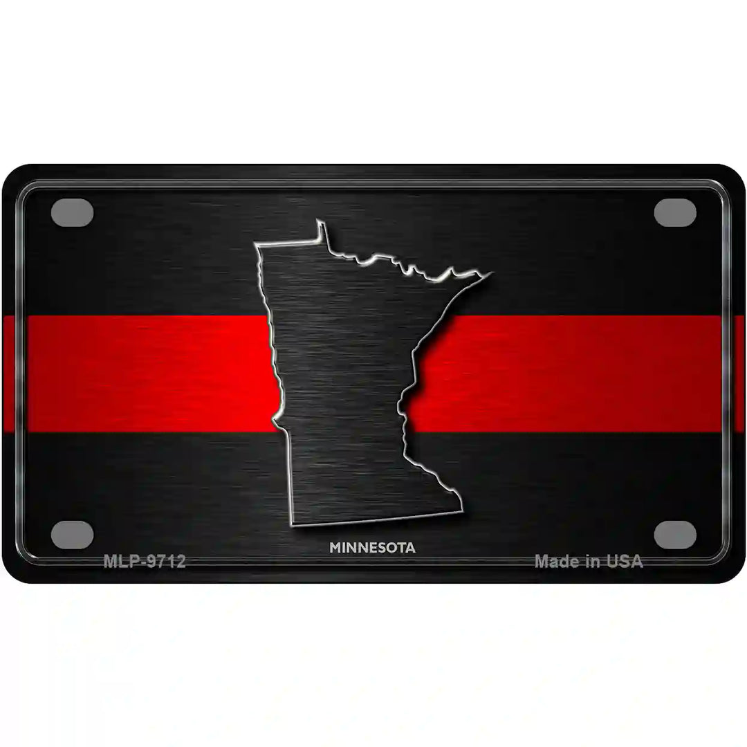 Minnesota Thin Red Line Metal Novelty License Plate 4" x 2.2" (MLP)