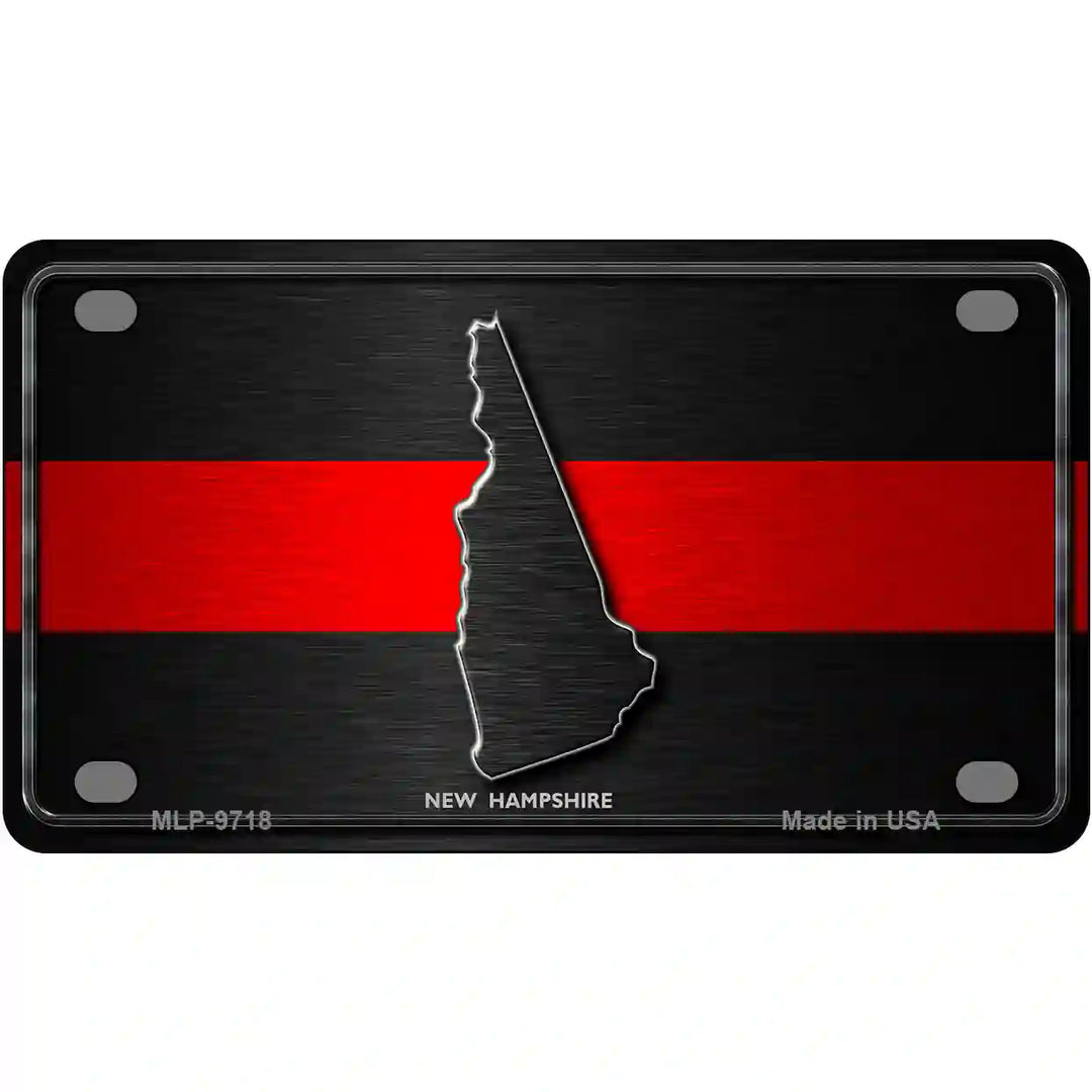 New Hampshire Thin Red Line Metal Novelty License Plate 4" x 2.2" (MLP)