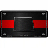 North Dakota Thin Red Line Metal Novelty License Plate 4" x 2.2" (MLP)