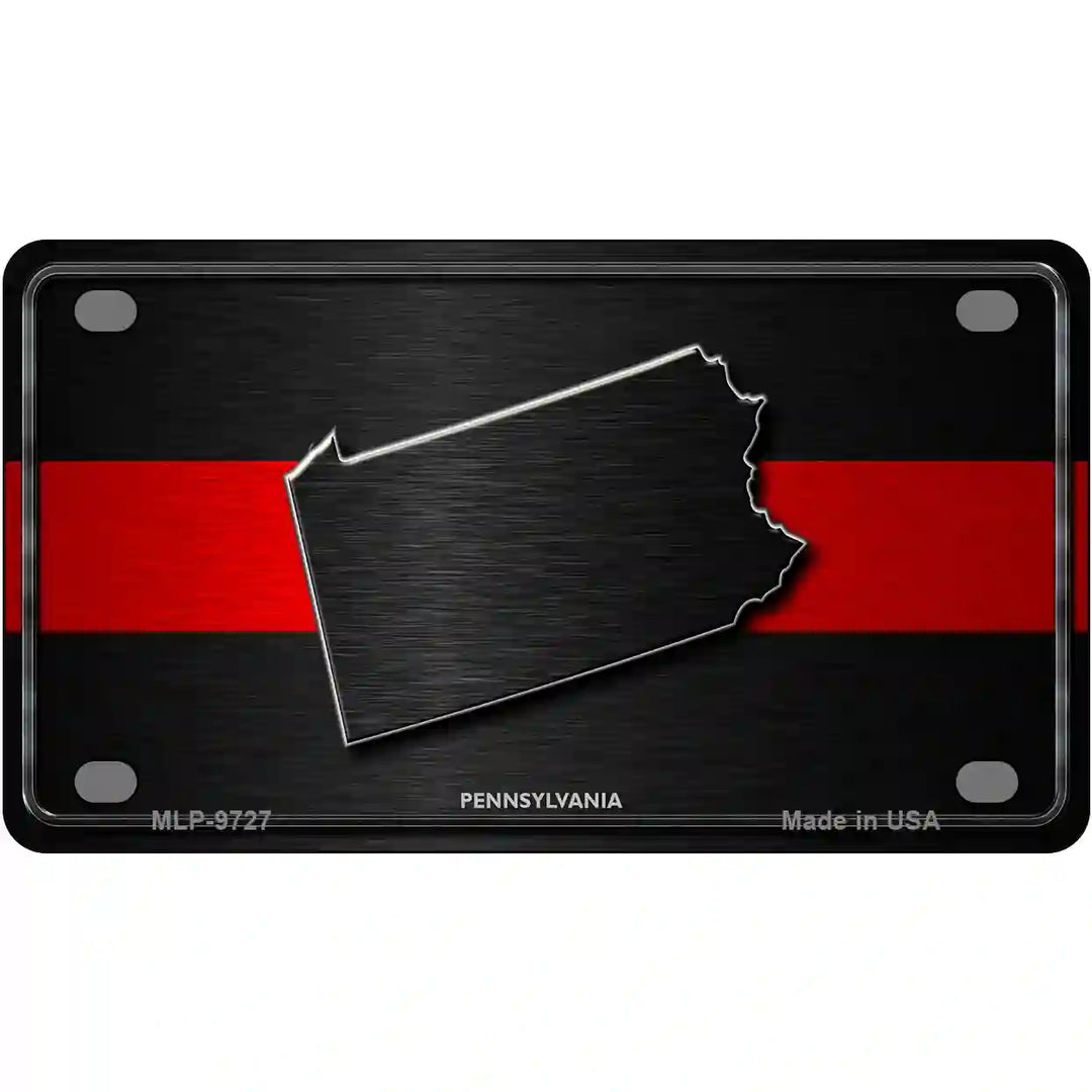 Pennsylvania Thin Red Line Metal Novelty License Plate 4" x 2.2" (MLP)