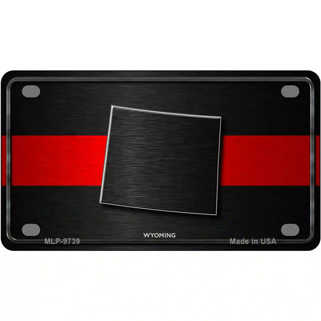 Wyoming Thin Red Line Metal Novelty License Plate 4" x 2.2" (MLP)