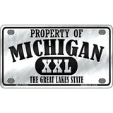 Property Of Michigan Novelty Metal License Plate 4" x 2.2" (MLP)