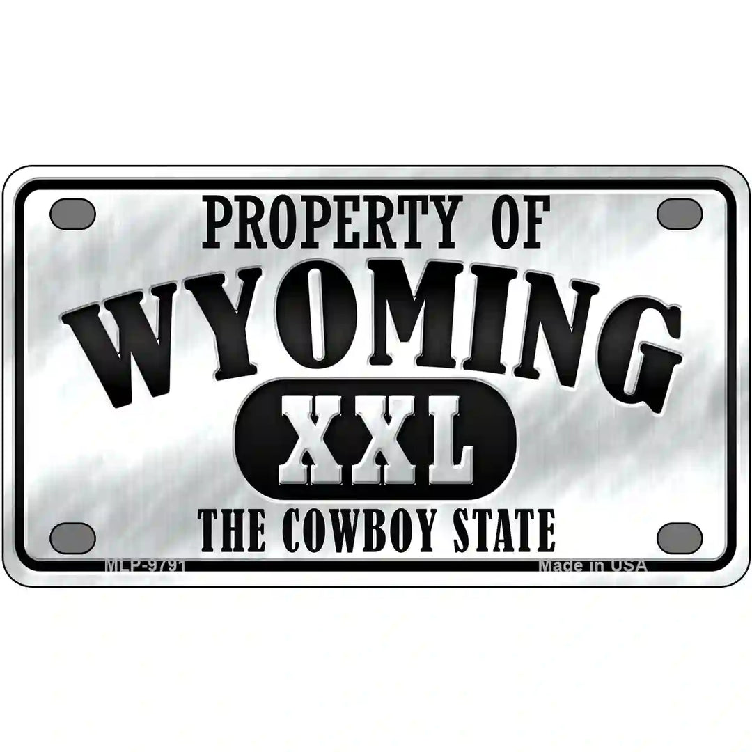 Property Of Wyoming Novelty Metal License Plate 4" x 2.2" (MLP)
