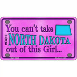 North Dakota Girl Novelty Metal License Plate 4" x 2.2" (MLP)