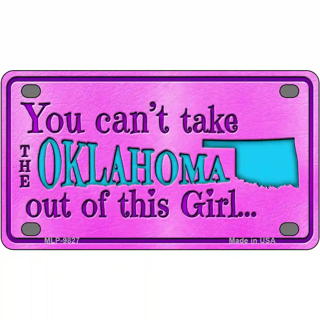 Oklahoma Girl Pink Novelty Metal License Plate 4" x 2.2" (MLP)