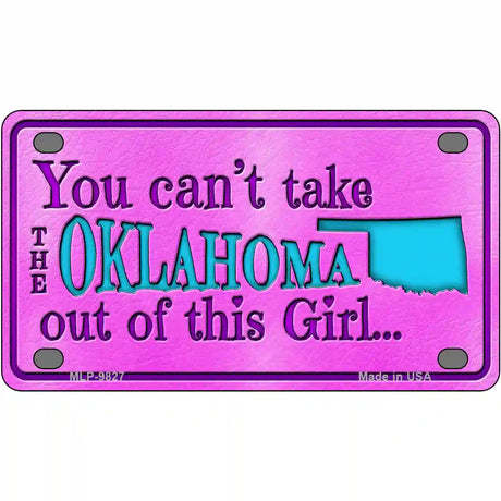 Oklahoma Girl Pink Novelty Metal License Plate 4" x 2.2" (MLP)