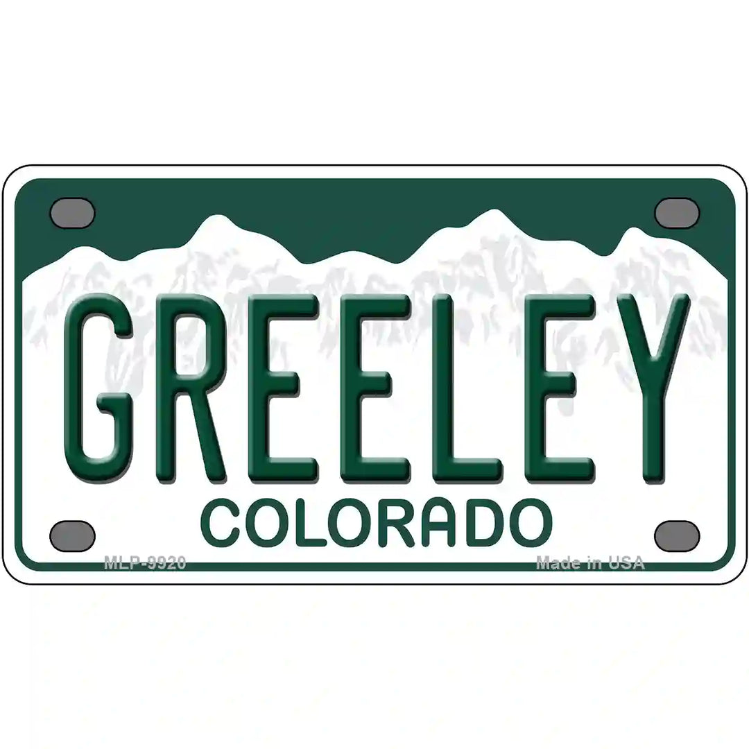 Greeley Colorado Metal Novelty License Plate 4" x 2.2" (MLP)