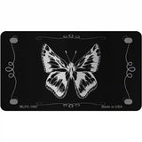 Butterfly Black Brushed Chrome Novelty Metal License Plate 4" x 2.2" (MLPC)