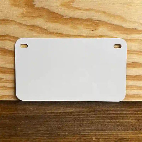 White Dye Sublimation 4" x 7" Metal Novelty Motorcycle License Plate Tag MP-000