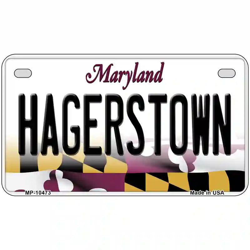 Hagerstown Maryland Metal Novelty License Plate 7" x 4" (MP)