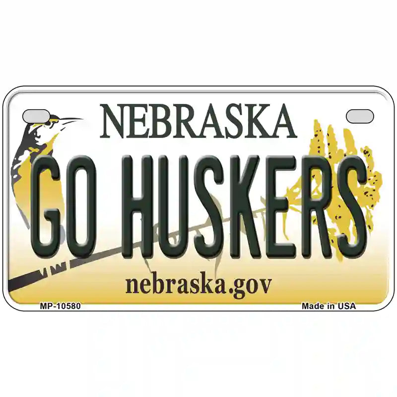 Go Huskers Nebraska Metal Novelty License Plate 7" x 4" (MP)