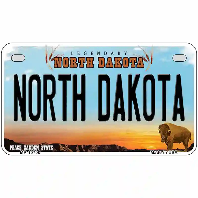 North Dakota Metal Novelty License Plate 7" x 4" Motorcycle (MP)