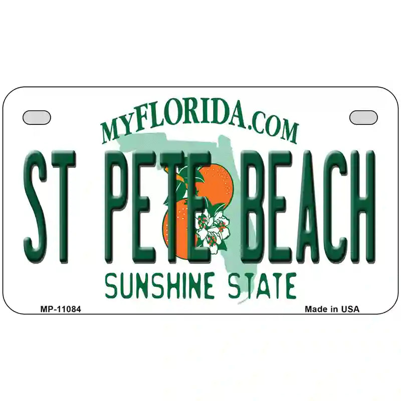 St Pete Beach Florida Metal Novelty License Plate 7" x 4" Motorcycle (MP)