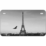Eiffel Tower Black and White With Bird Novelty Metal License Plate 7" x 4" (MP)