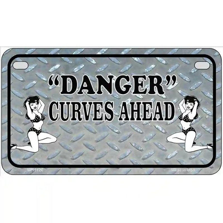 Danger Curves Ahead Novelty Metal License Plate 7" x 4" (MP)