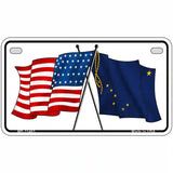 Alaska Crossed US Flag License Plate 7" x 4" (MP)