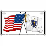 Massachusetts Crossed US Flag License Plate 7" x 4" (MP)