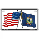 Vermont Crossed US Flag License Plate 7" x 4" (MP)