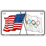 Olympic Crossed US Flag License Plate 7" x 4" (MP)