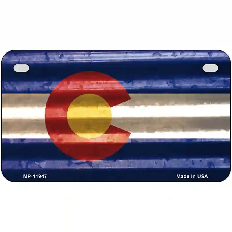 Colorado Corrugated Flag Novelty License Plate 7" x 4" Motorcycle (MP)