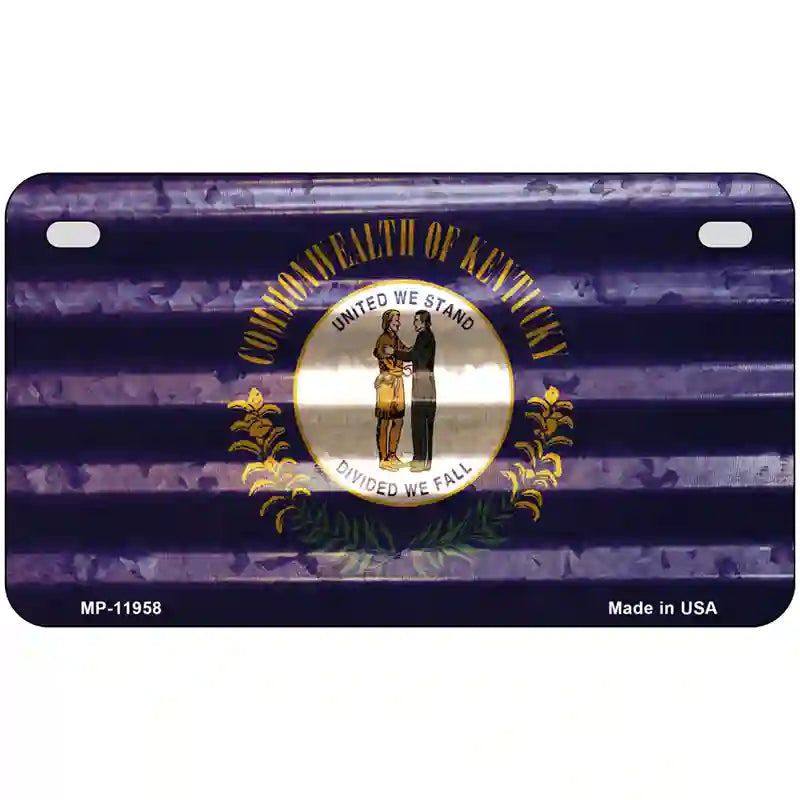 Kentucky Corrugated Flag Novelty License Plate 7" x 4" (MP)