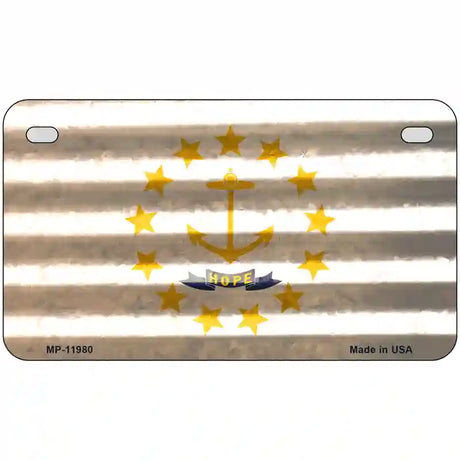 Rhode Island Corrugated Flag Novelty License Plate 7" x 4" (MP)