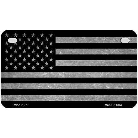 American Flag Black and Gray Novelty Metal License Plate 7" x 4" Motorcycle (MP)