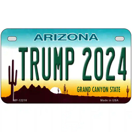 Trump 2024 Arizona Novelty Metal License Plate 7" x 4" Motorcycle (MP)
