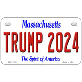 Trump 2024 Massachusetts Novelty Metal License Plate 7" x 4" (MP)