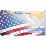 Alabama with American Flag Novelty Metal License Plate 7" x 4" (MP)