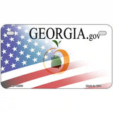 Georgia with American Flag Novelty Metal License Plate 7" x 4" (MP)