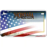 Montana with American Flag Novelty Metal License Plate 7" x 4" (MP)