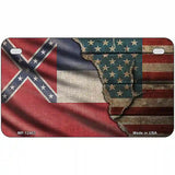 Mississippi/American Flag Novelty Metal License Plate 7" x 4" (MP)