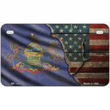 Pennsylvania/American Flag Novelty Metal License Plate 7" x 4" (MP)