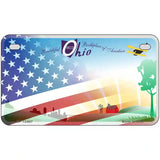 Ohio with American Flag Novelty Metal License Plate LP-12447 7" x 4" (MP)