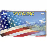 Wyoming with American Flag Novelty Metal License Plate LP-12469 7" x 4" (MP)