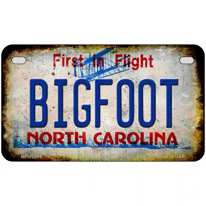 Bigfoot North Carolina Novelty Metal License Plate Tag 7" x 4" Motorcycle (MP)