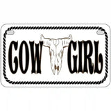 Cowgirl with Cow Skull Novelty Metal License Plate 7" x 4" (MP)