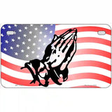 American Flag Praying Hands Novelty Metal License Plate 7" x 4" (MP)