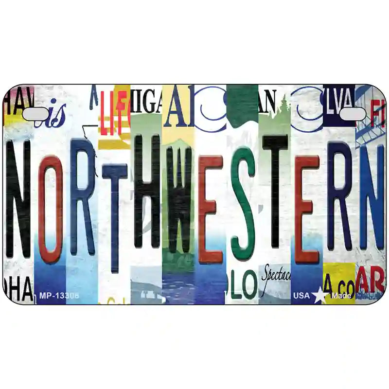Northwestern Strip Art Novelty Metal License Plate Tag 7" x 4" Motorcycle (MP)