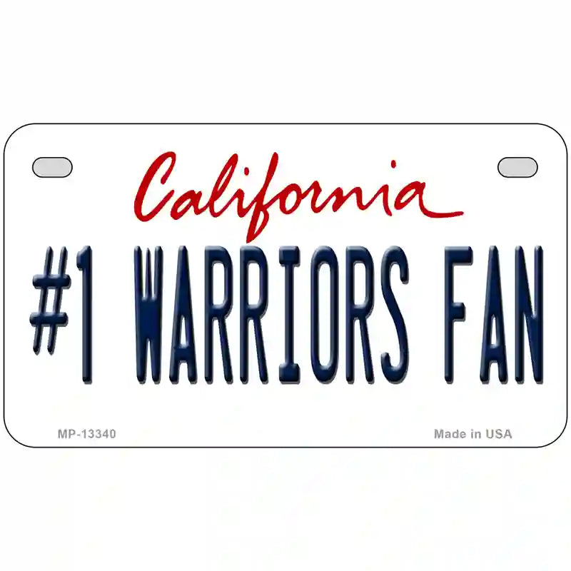 Number 1 Warriors Fan Novelty Metal License Plate Tag 7" x 4" Motorcycle (MP)